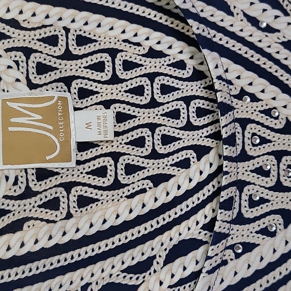 Navy Beige JM Collection Top - Picture 7 of 8